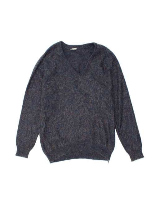Vintage V-neck Jumper Sweater Large In Blue Flecked