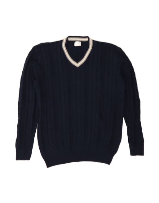 Vintage V-neck Jumper Sweater Large In Blue