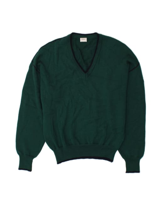 Vintage V-neck Jumper Sweater Large In Green