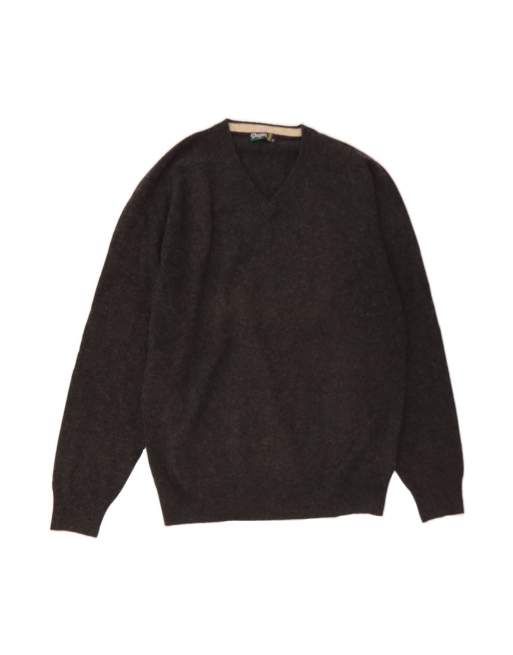 Vintage V-neck Jumper Sweater Large In Grey Lambswool