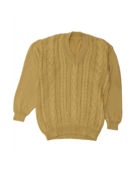 Vintage V-neck Jumper Sweater Large In Khaki