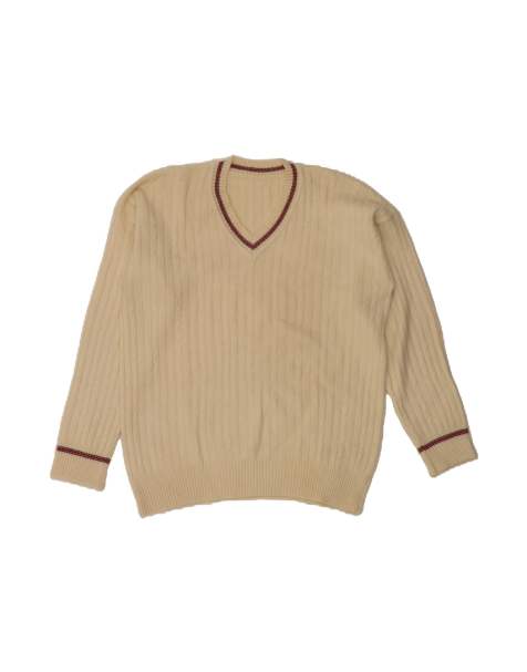 Vintage V-neck Jumper Sweater Large In Off In White - view 1