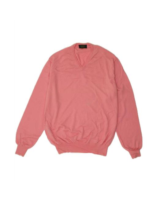 Vintage V-neck Jumper Sweater Large In Pink