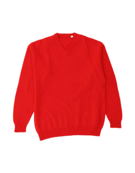 Vintage V-neck Jumper Sweater Large In Red - view 1