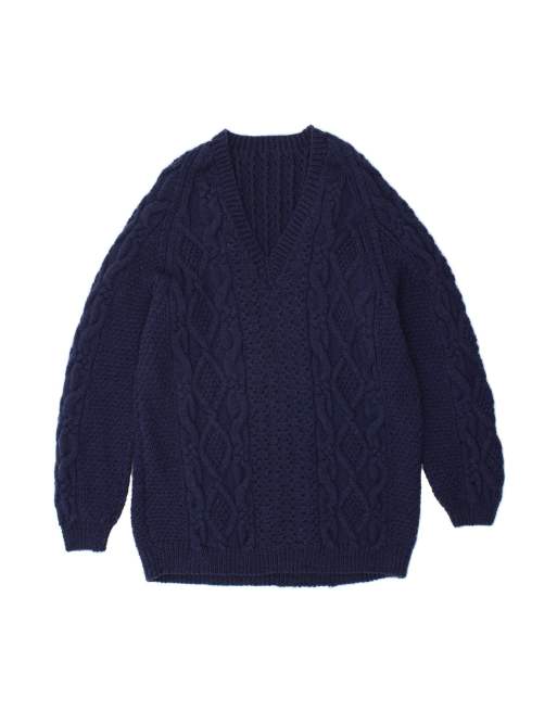 Vintage V-neck Jumper Sweater Medium In Blue
