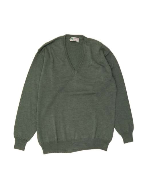 Vintage V-neck Jumper Sweater Medium In Green
