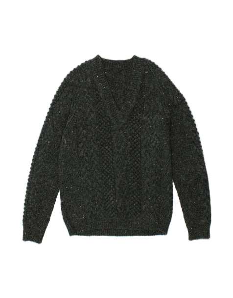 Vintage V-neck Jumper Sweater Small In Green Flecked - view 1
