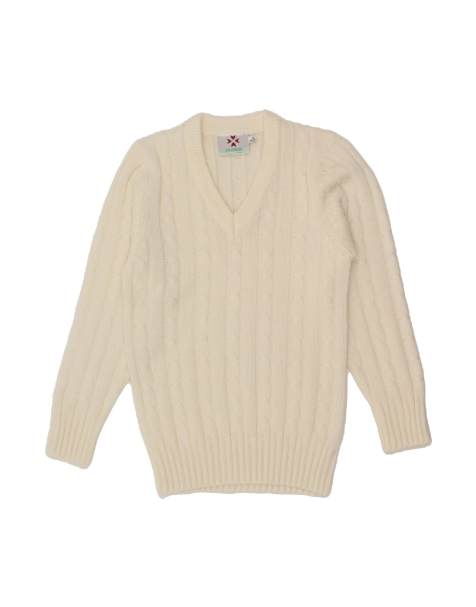 Vintage V-neck Jumper Sweater Small In White - view 1