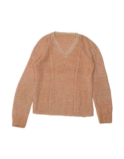 Vintage V-neck Jumper Sweater UK 10 Small In Orange - view 1