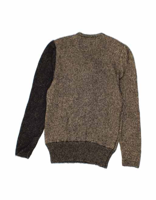 Vintage V-neck Jumper Sweater UK 12 Medium In Grey Colourblock, 2 of 4
