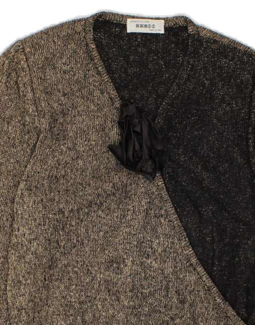 Vintage V-neck Jumper Sweater UK 12 Medium In Grey Colourblock, 3 of 4