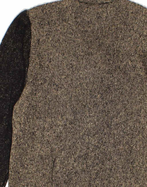 Vintage V-neck Jumper Sweater UK 12 Medium In Grey Colourblock, 4 of 4