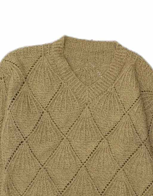 Vintage V-neck Jumper Sweater UK 14 Large In Beige, 3 of 4