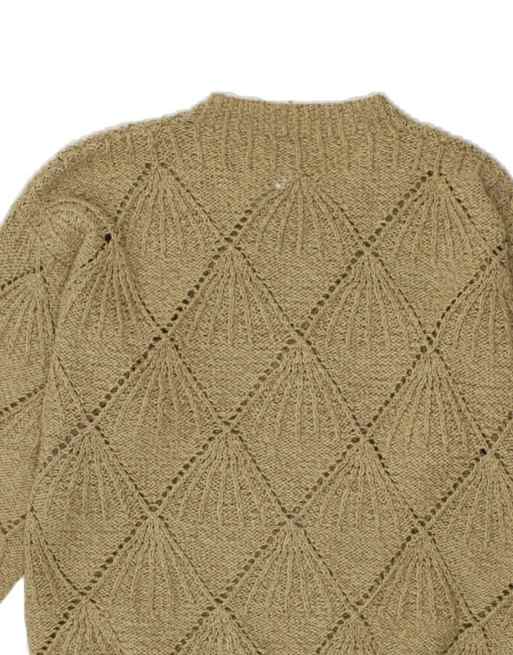 Vintage V-neck Jumper Sweater UK 14 Large In Beige, 4 of 4