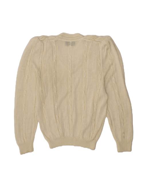 Vintage V-neck Jumper Sweater UK 14 Large In White, 2 of 4