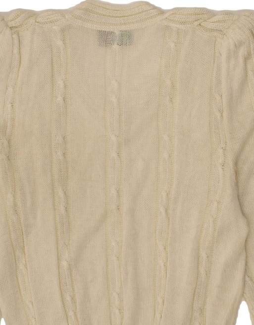 Vintage V-neck Jumper Sweater UK 14 Large In White, 4 of 4