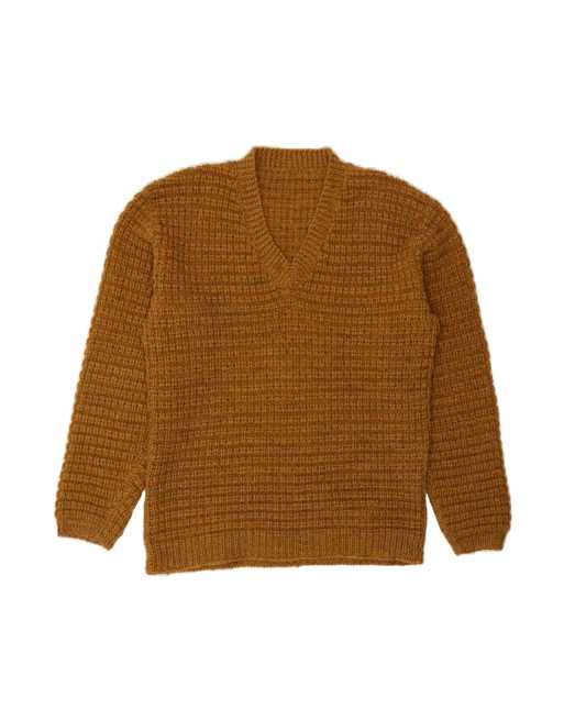 Vintage V-neck Jumper Sweater UK 14 Medium In Brown