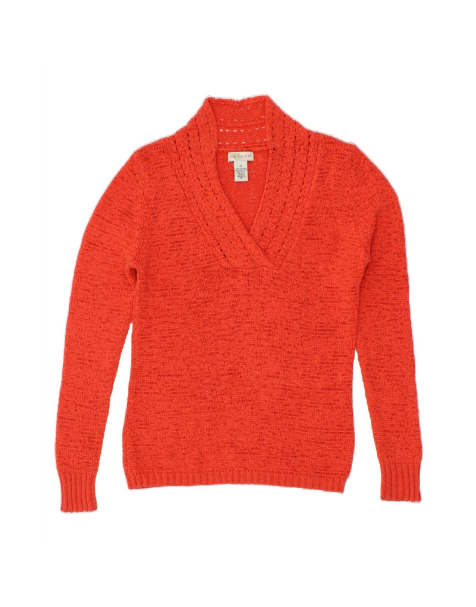 Vintage V-neck Jumper Sweater UK 14 Medium In Orange Flecked - view 1