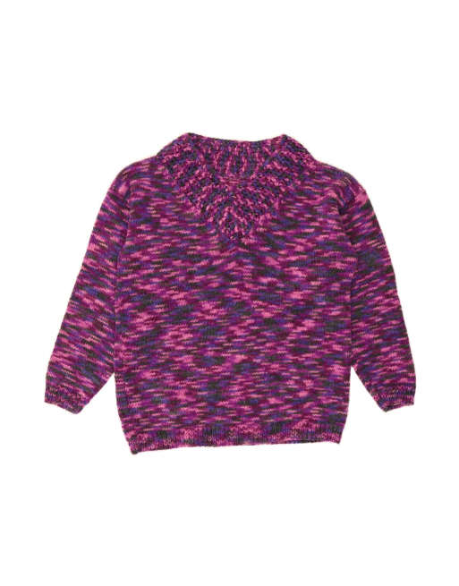 Vintage V-neck Jumper Sweater UK 14 Medium In Purple Flecked