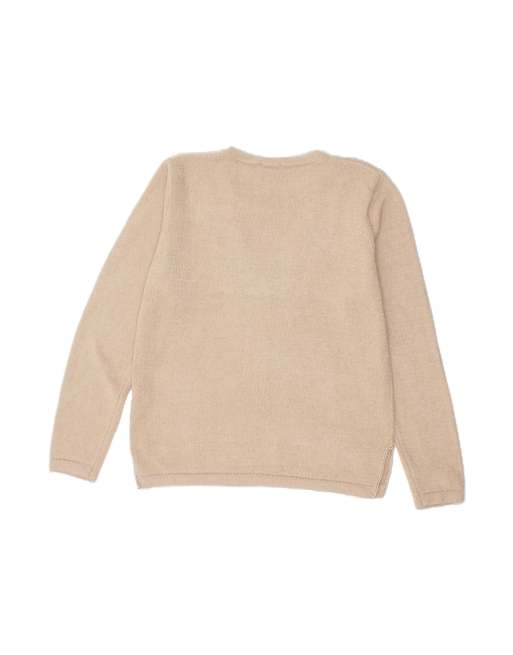 Vintage V-neck Jumper Sweater UK 16 Large In Beige, 2 of 4