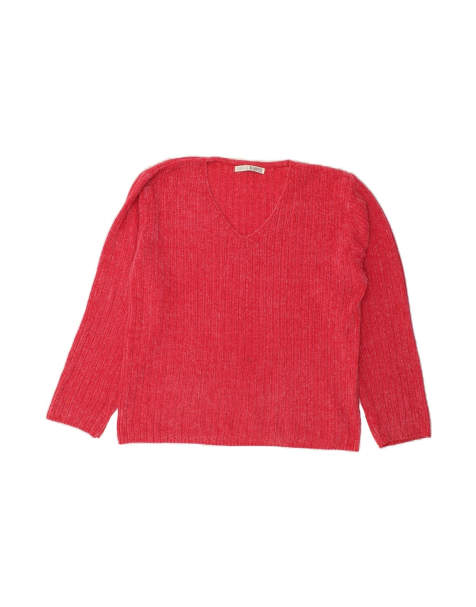 Vintage V-neck Jumper Sweater UK 16 Large In Pink Flecked - view 1