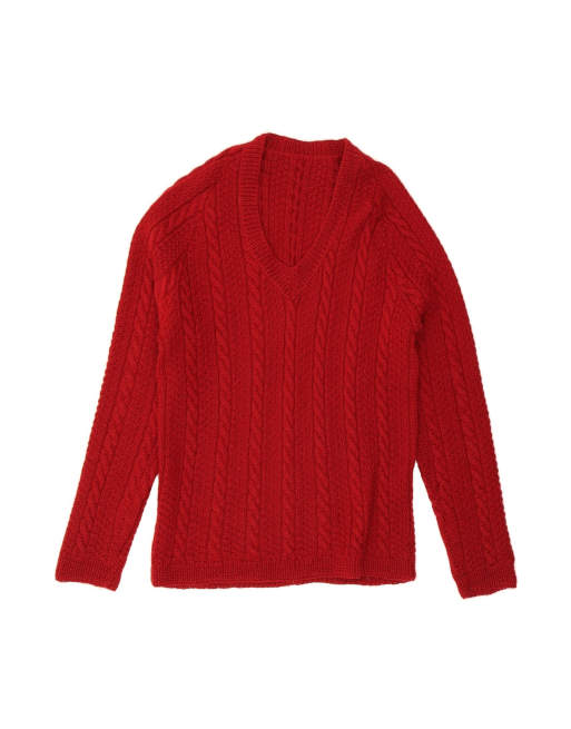 Vintage V-neck Jumper Sweater UK 18 XL In Red