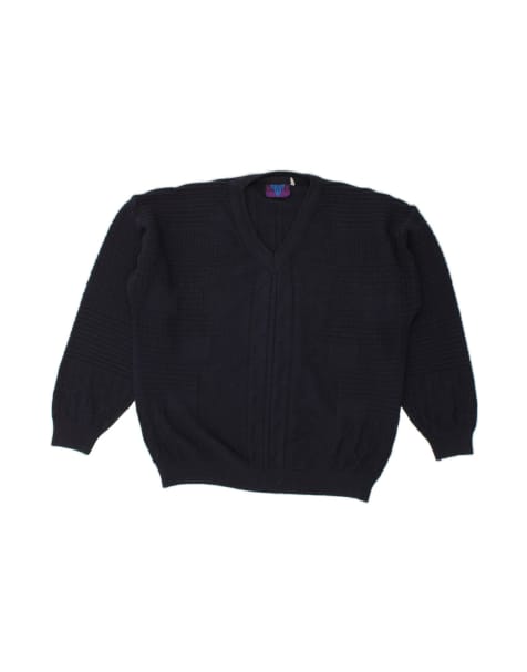 Vintage V-neck Jumper Sweater XL In Blue - view 1