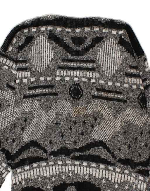 Vintage V-neck Jumper Sweater XL In Grey Fair Isle, 4 of 4