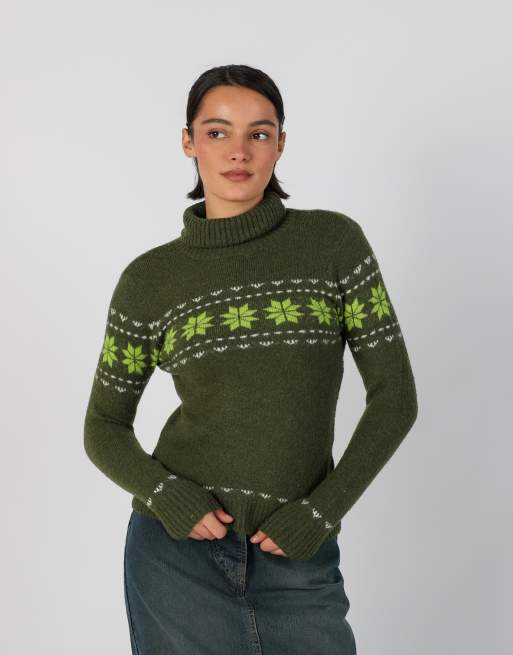 Vintage Valentina's S knitted jumper in dark green, 1 of 4