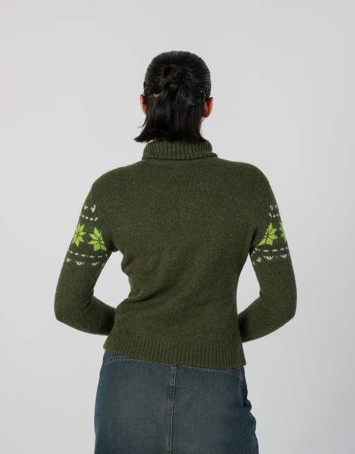 Vintage Valentina's S knitted jumper in dark green, 2 of 4