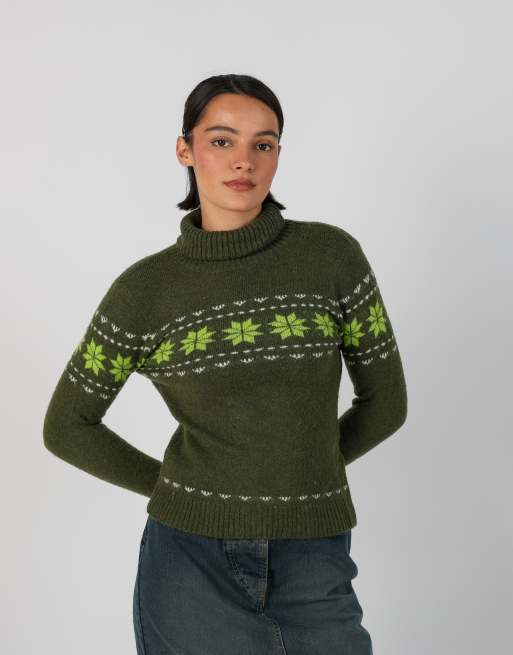 Vintage Valentina's S knitted jumper in dark green, 3 of 4