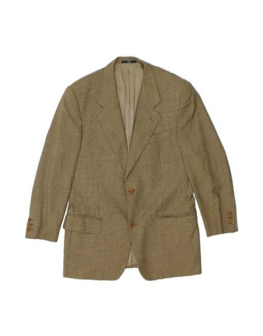 Vintage Valentino 2 Button Blazer Jacket It 50 Large In Beige Houndstooth