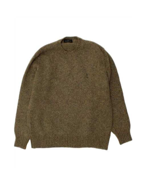 Vintage Valentino Crew Neck Jumper Sweater UK 14 Large In Khaki Wool