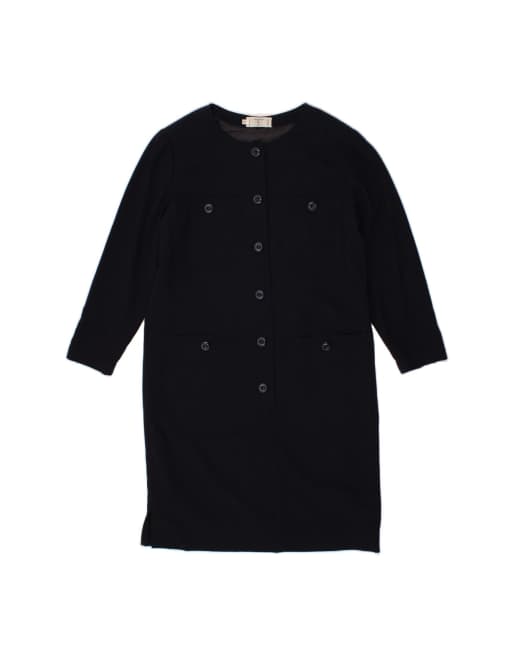 Vintage Valentino Long Sleeve Shirt Dress It 46 Large In Blue