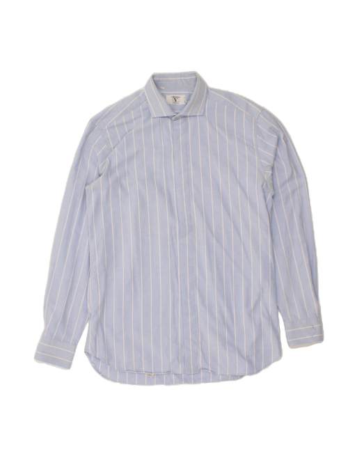 Vintage Valentino Shirt Size 15 1/4 Medium In Blue Striped