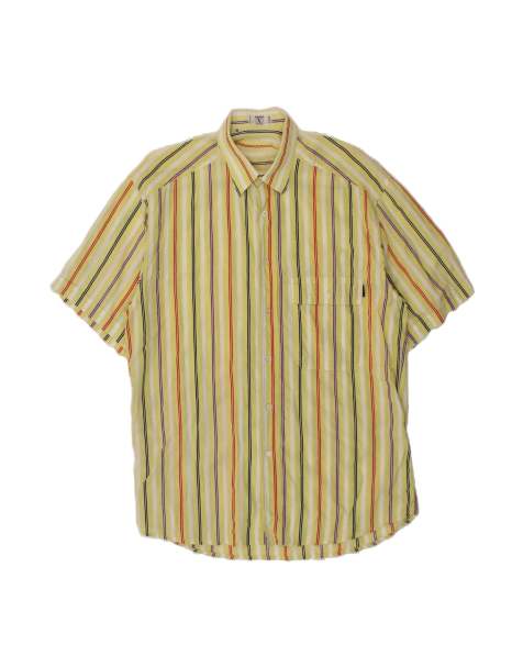 Vintage Valentino Short Sleeve Shirt Size 15 1/2 39 Medium In Yellow Striped - view 1