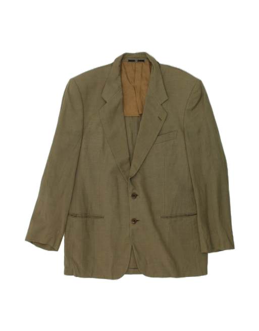 Vintage Valentino Slim 2 Button Blazer Jacket It 52 XL In Khaki