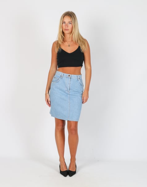 Vintage Valentino XS denim midi skirt in light blue - view 1