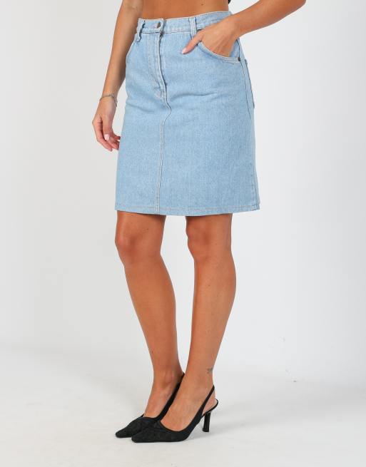 Vintage Valentino XS denim midi skirt in light blue, 2 of 4