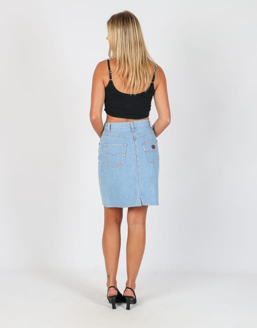 Vintage Valentino XS denim midi skirt in light blue, 3 of 4