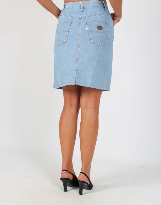 Vintage Valentino XS denim midi skirt in light blue, 4 of 4