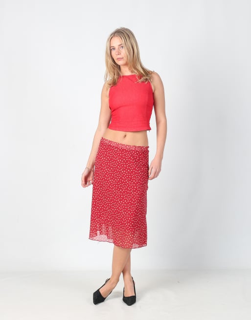 Vintage V.B M woven midi skirt in red