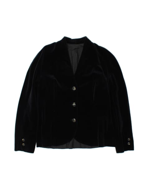 Vintage Velvet 3 Button Blazer Jacket UK 14 Medium In Black - view 1