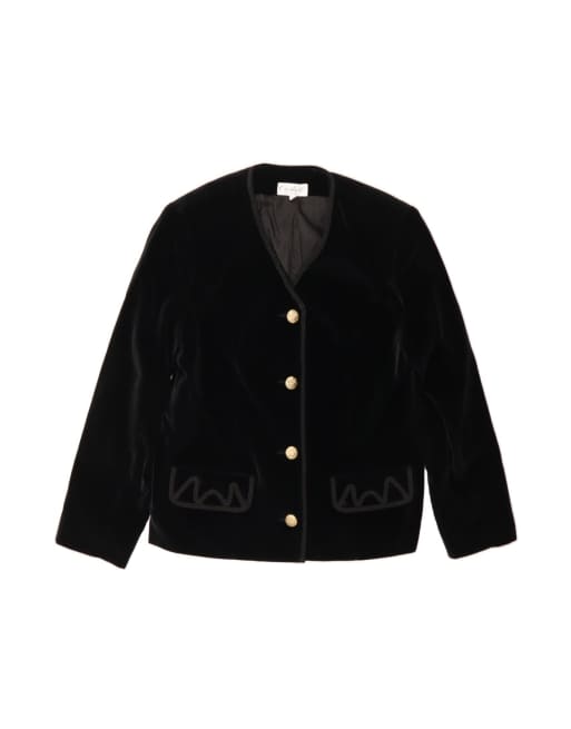 Vintage Velvet 4 Button Blazer Jacket It 48 XL In Black