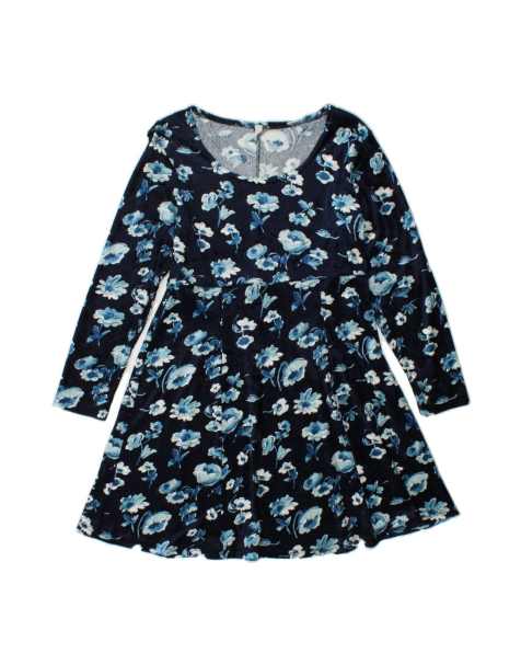Vintage Velvet A-line Dress It 44 Medium In Blue Floral - view 1
