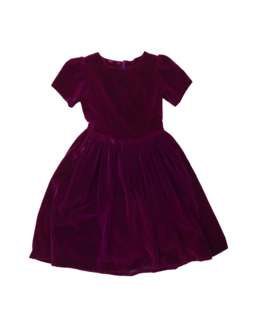 Vintage Velvet A-line Dress UK 4 XS In Purple