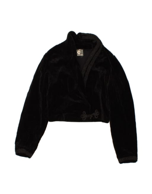 Vintage Velvet Blazer Jacket UK 10 Small In Black