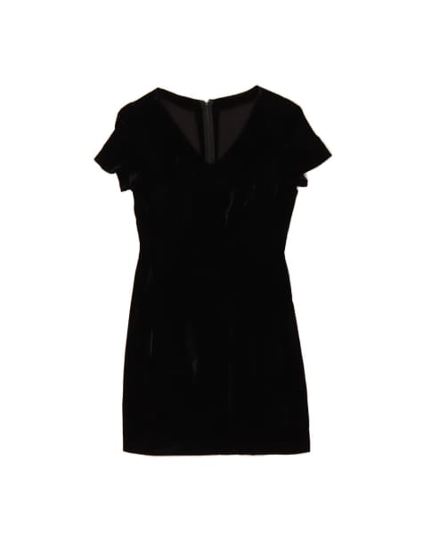 Vintage Velvet Bodycon Dress UK 4 XS In Black - view 1