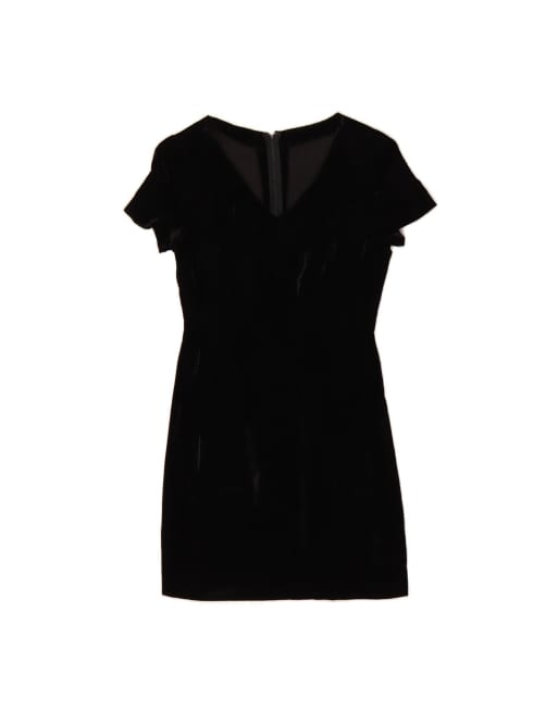 Vintage Velvet Bodycon Dress UK 4 XS In Black