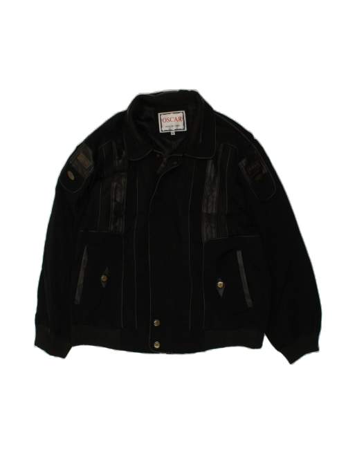 Vintage Velvet Bomber Jacket UK 38 Medium In Black